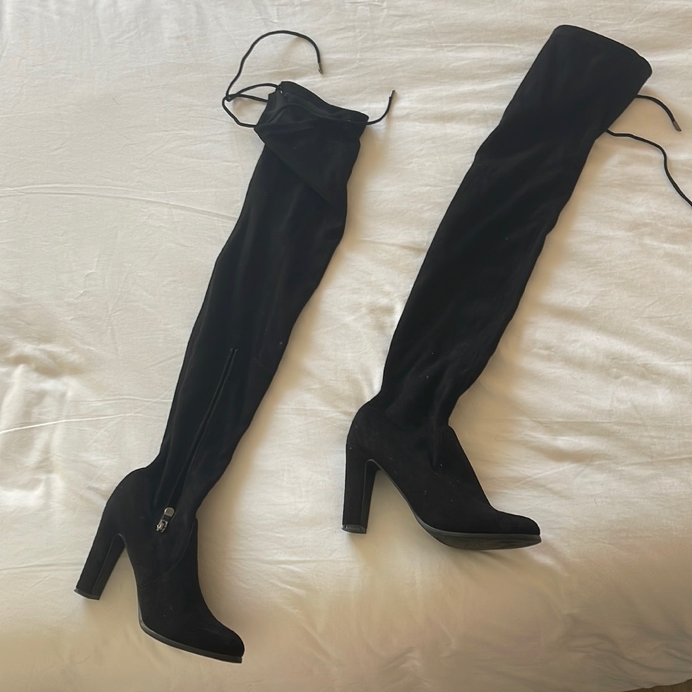 Over the knee black suede boots